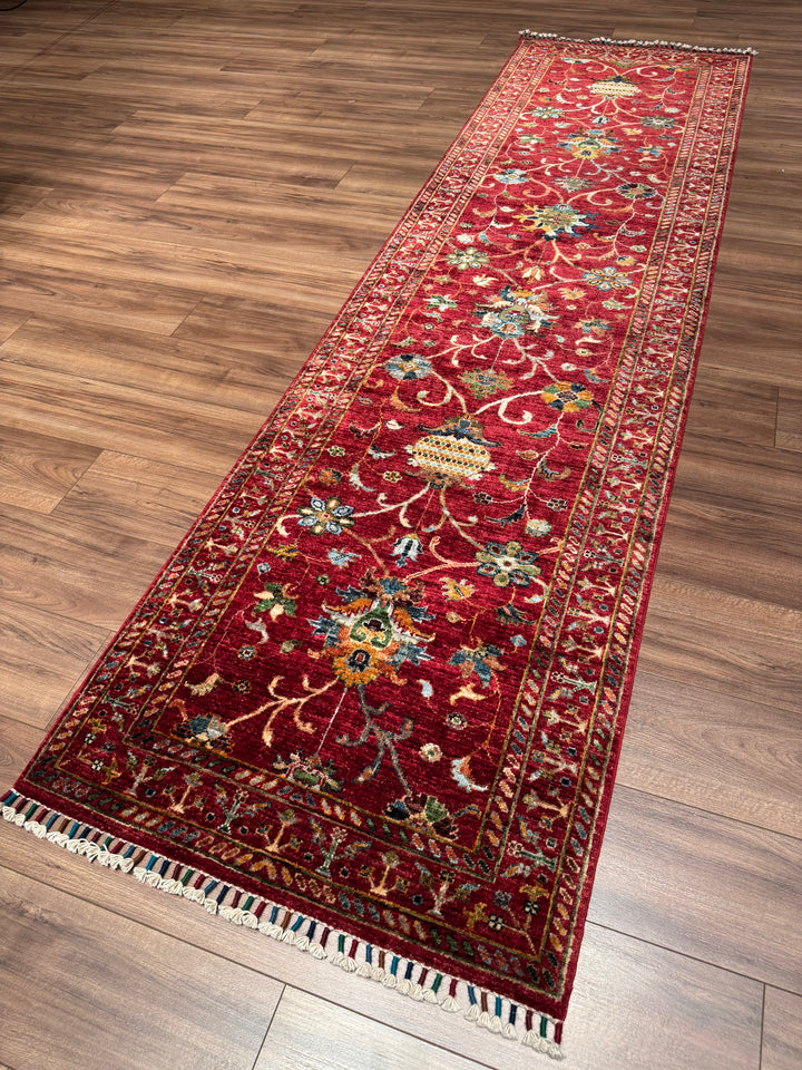 Sultani Binbirgece Yolluk Orijinal El Dokuması Kırmızı Kök Boya Yün Halı 0.84x309 2.60 Metrekare - 3x10 ft