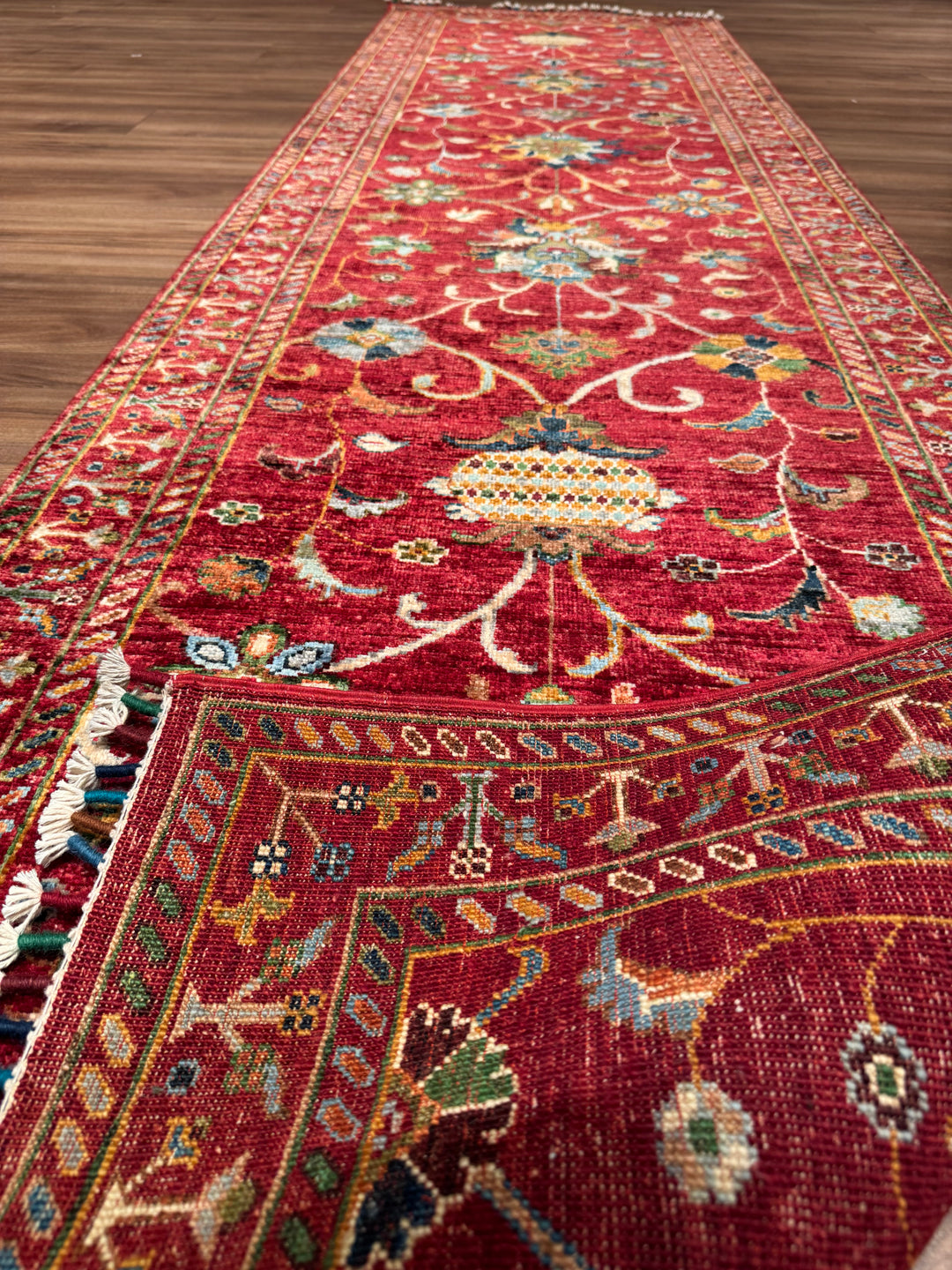 Sultani Binbirgece Yolluk Orijinal El Dokuması Kırmızı Kök Boya Yün Halı 0.84x309 2.60 Metrekare - 3x10 ft