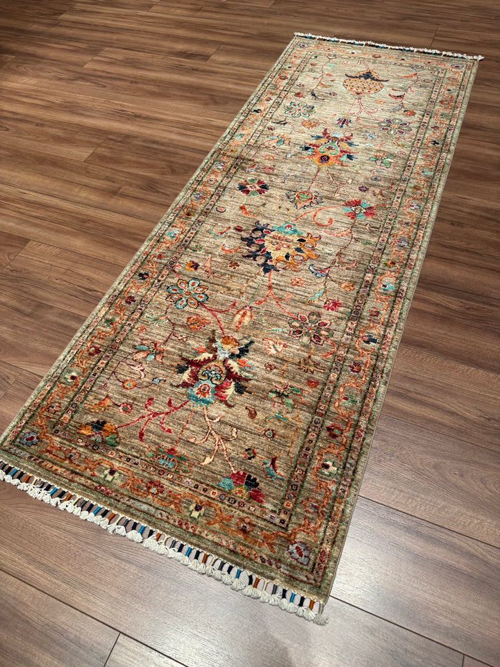 Sultani Binbirgece Yolluk Orijinal El Dokuması Bej Kök Boya Yün Halı 0.77x205 1.58 Metrekare - 3x6 ft