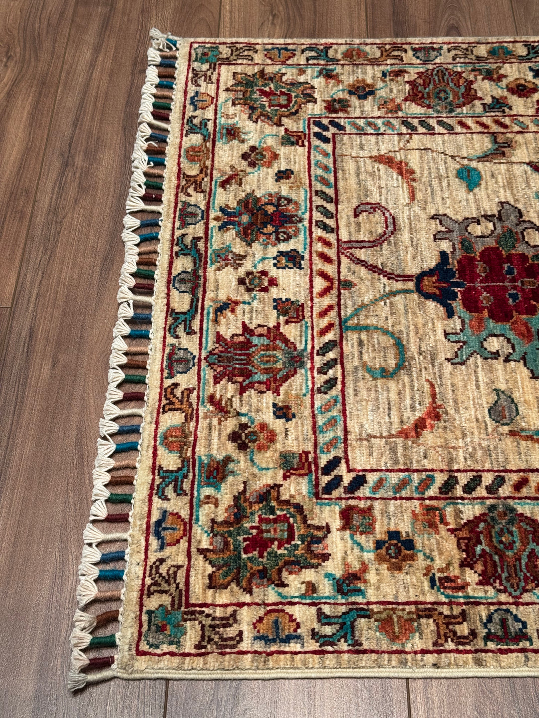 Sultani Binbirgece Yolluk Orijinal El Dokuması Bej Kök Boya Yün Halı 0.81x284 2.30 Metrekare - 3x8 ft