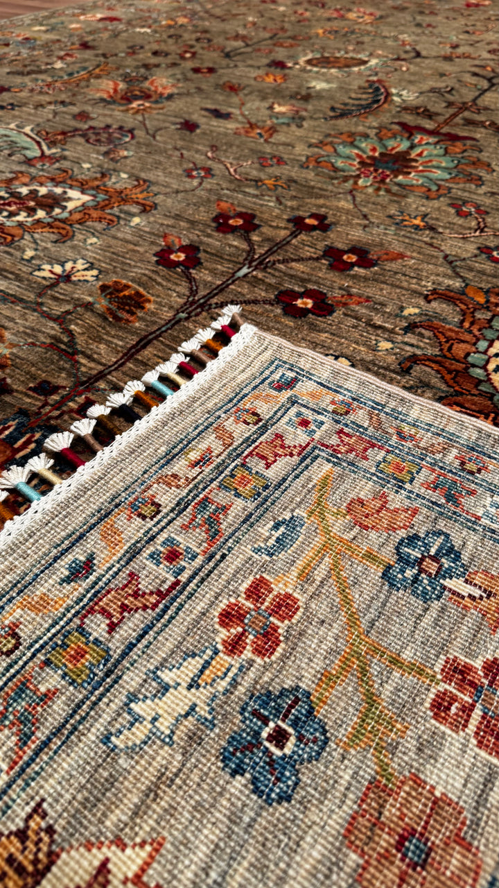 Sultani Binbirgece Original Hand Woven Brown Root Dye Wool Carpet 244x317 7.73 Square Meters - 8x10 ft 