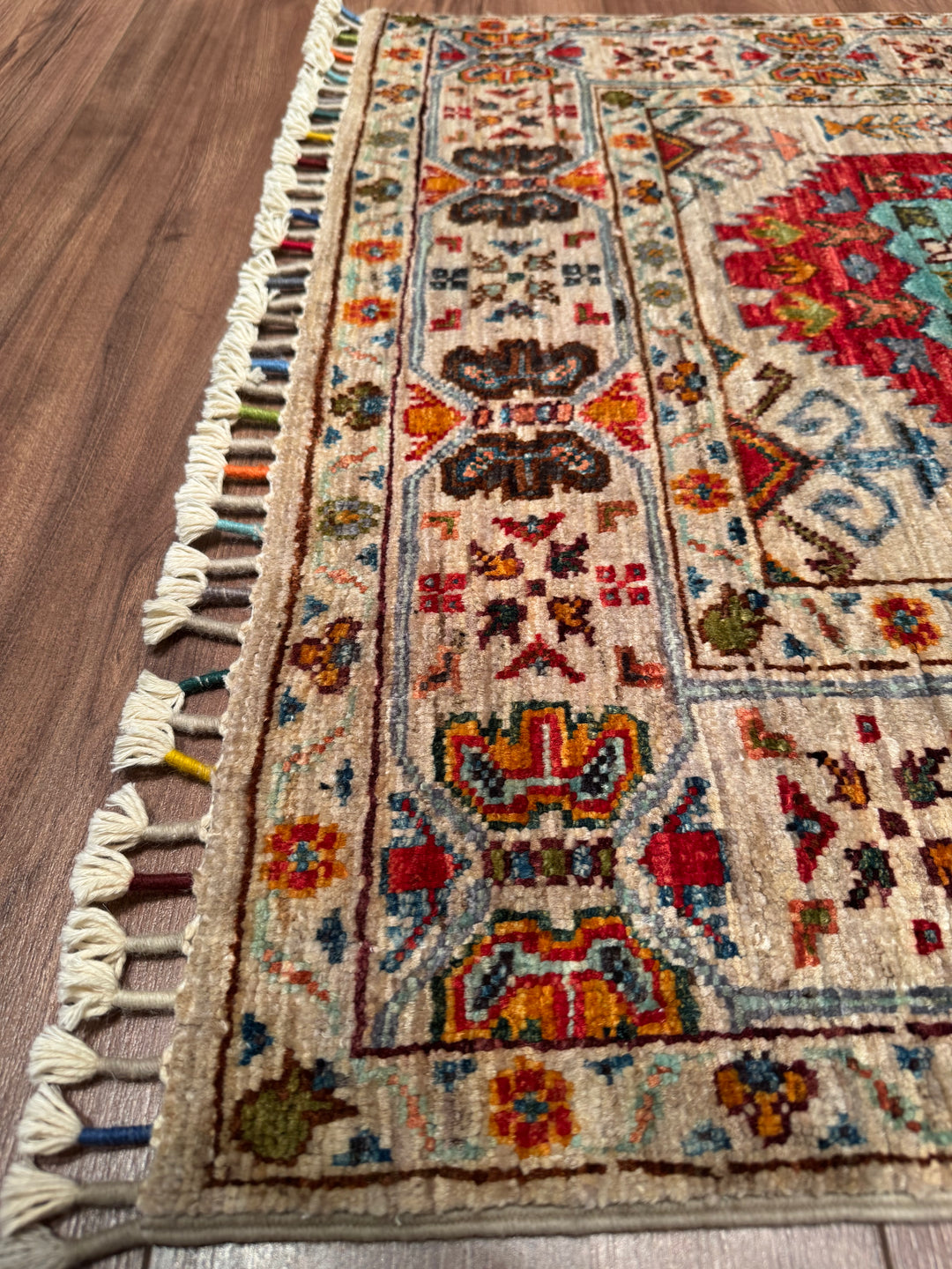 Veziri Orijinal El Dokuması Yolluk Bej Kök Boya Yün Halı 0.79x300 2.37 Metrekare - 3x10 ft