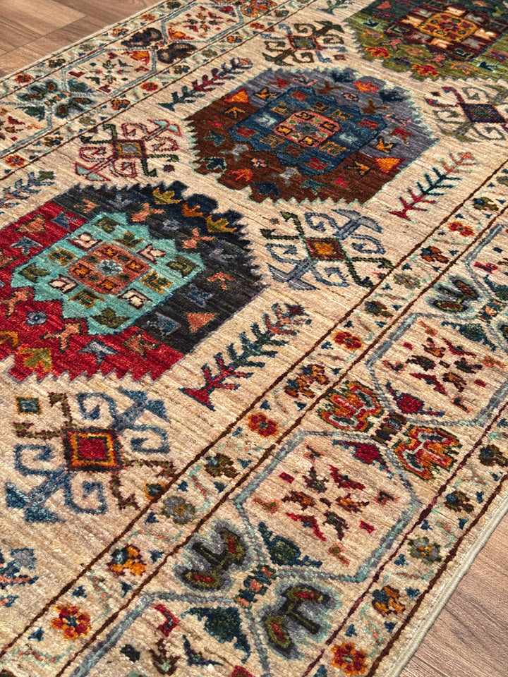 Veziri Orijinal El Dokuması Yolluk Bej Kök Boya Yün Halı 0.79x300 2.37 Metrekare - 3x10 ft