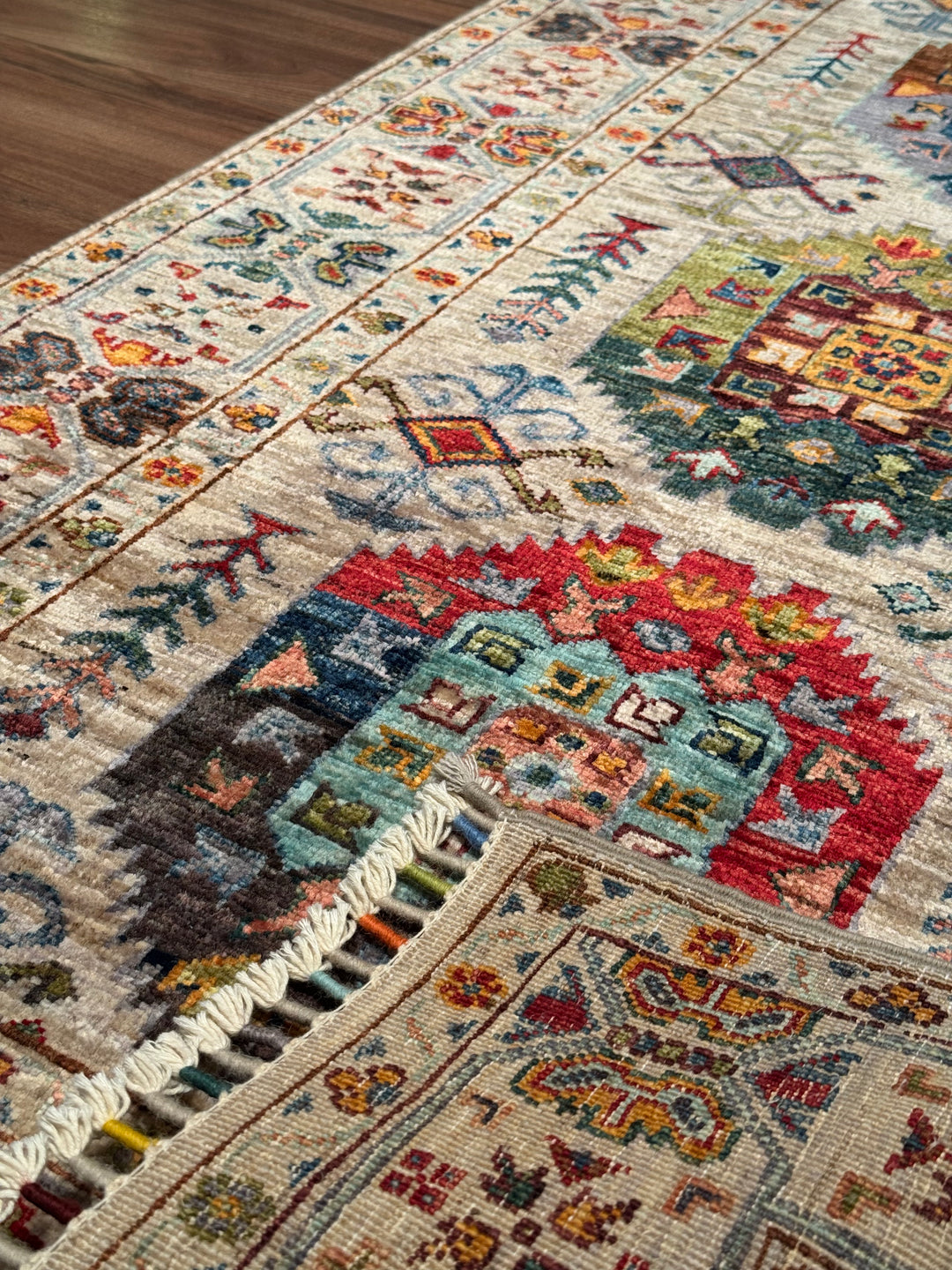 Veziri Orijinal El Dokuması Yolluk Bej Kök Boya Yün Halı 0.79x300 2.37 Metrekare - 3x10 ft