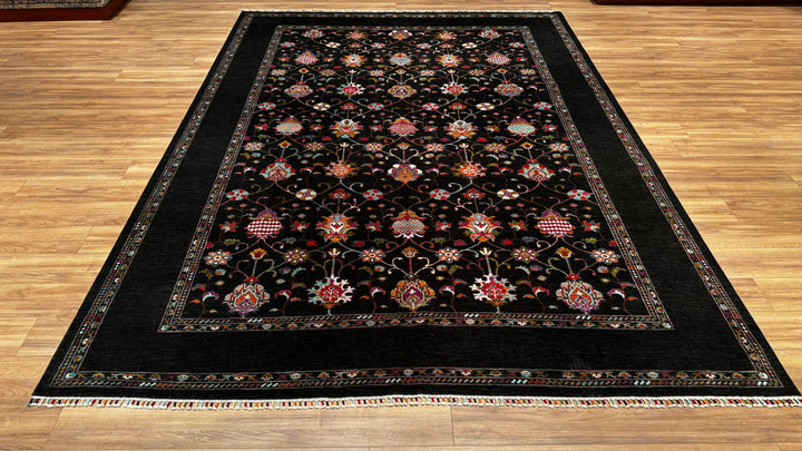 Sultani Binbirgece Orjinal El Dokuması Siyah Kök Boya Yün Halı 280x380 10.64 Metrekare - 9x11 ft