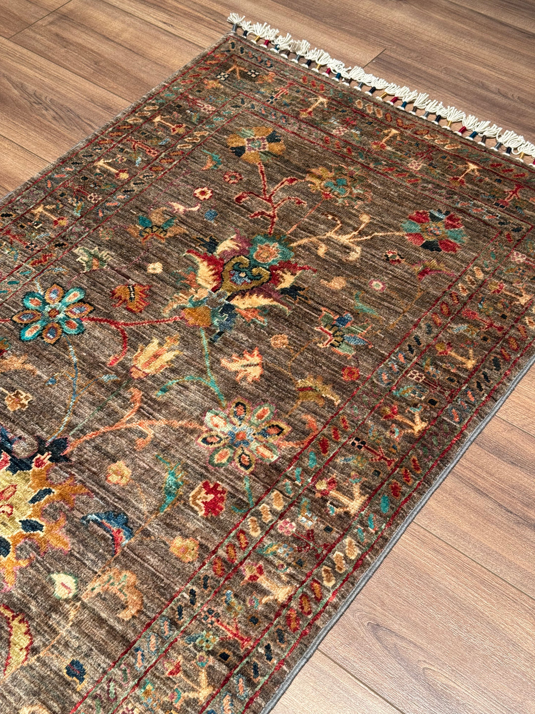 Sultani Binbirgece Yolluk Orijinal El Dokuması Kahverengi Kök Boya Yün Halı 0.80x398 3.18 Metrekare - 3x12 ft