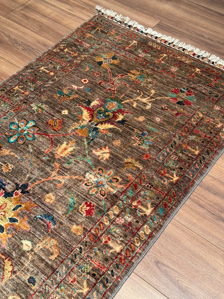 Sultani Binbirgece Yolluk Orijinal El Dokuması Kahverengi Kök Boya Yün Halı 0.80x398 3.18 Metrekare - 3x12 ft