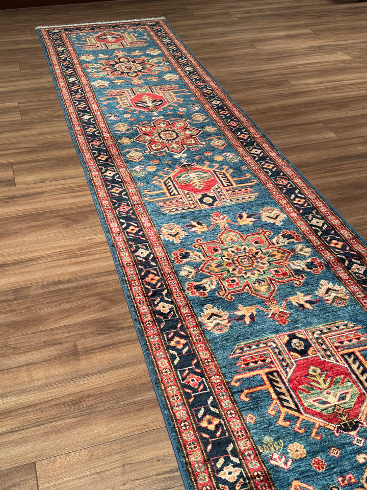 Şirvan Orijinal El Dokuması Yolluk Mavi Kök Boya Yün Halı 0.80x517 4.14 Metrekare - 3x17 ft