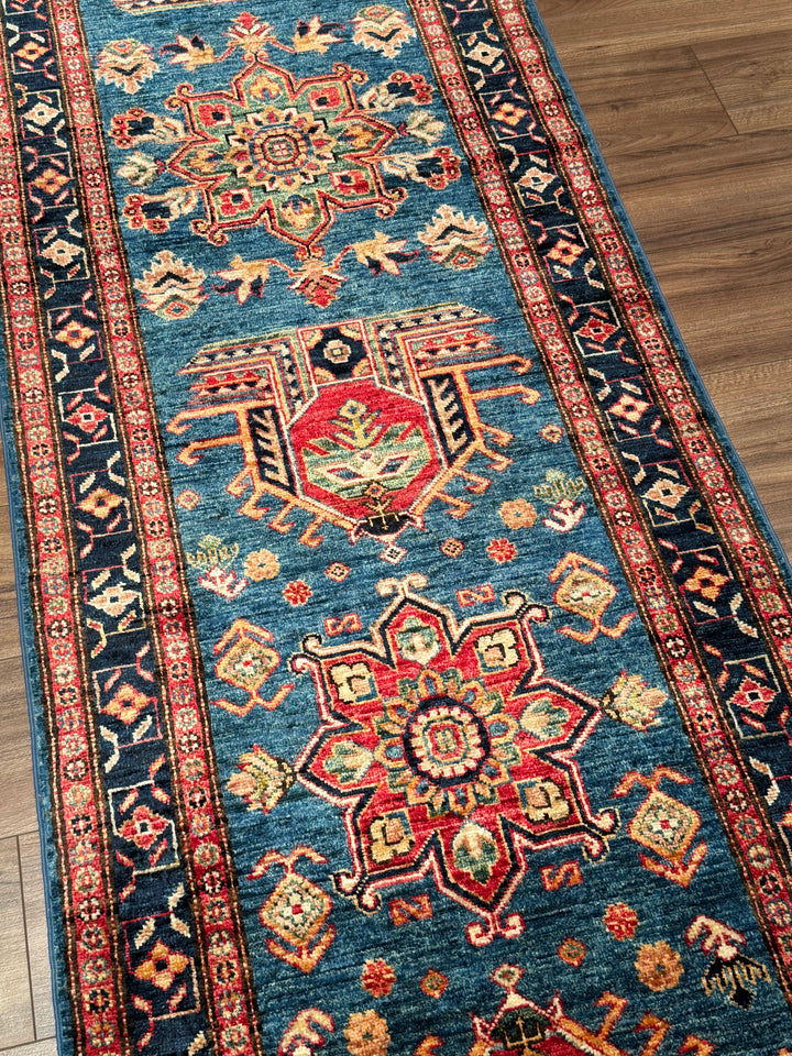 Şirvan Orijinal El Dokuması Yolluk Mavi Kök Boya Yün Halı 0.80x517 4.14 Metrekare - 3x17 ft