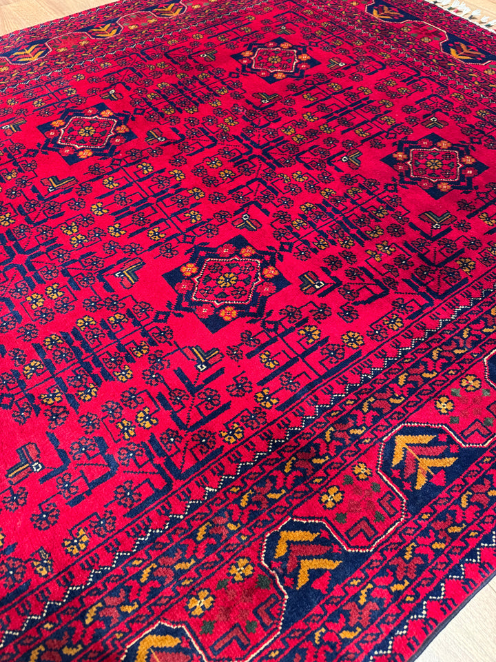 Afgan Halısı Hamyap Orijinal El Dokuması Kök Boya Yün 147x195 2.87 Metrekare - 5x6 ft