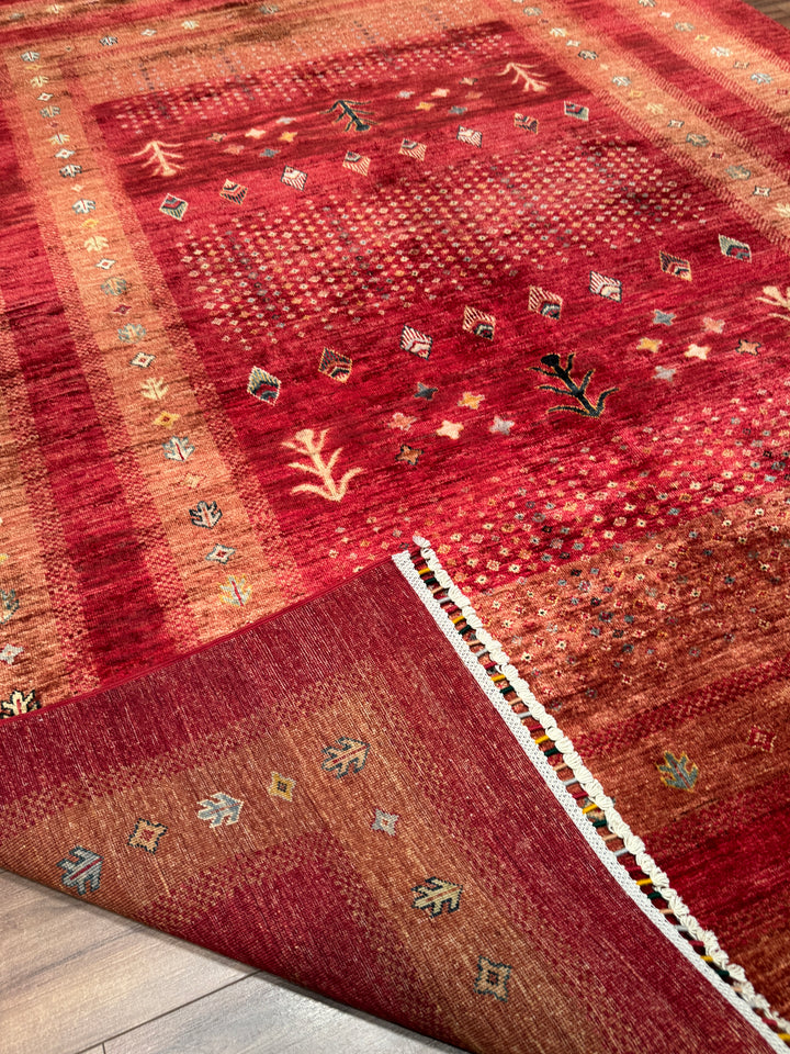 Khorjin Orijinal El Dokuması Kırmızı Kök Boya Yün Halı 215x286 6.15 Metrekare - 7x10 ft