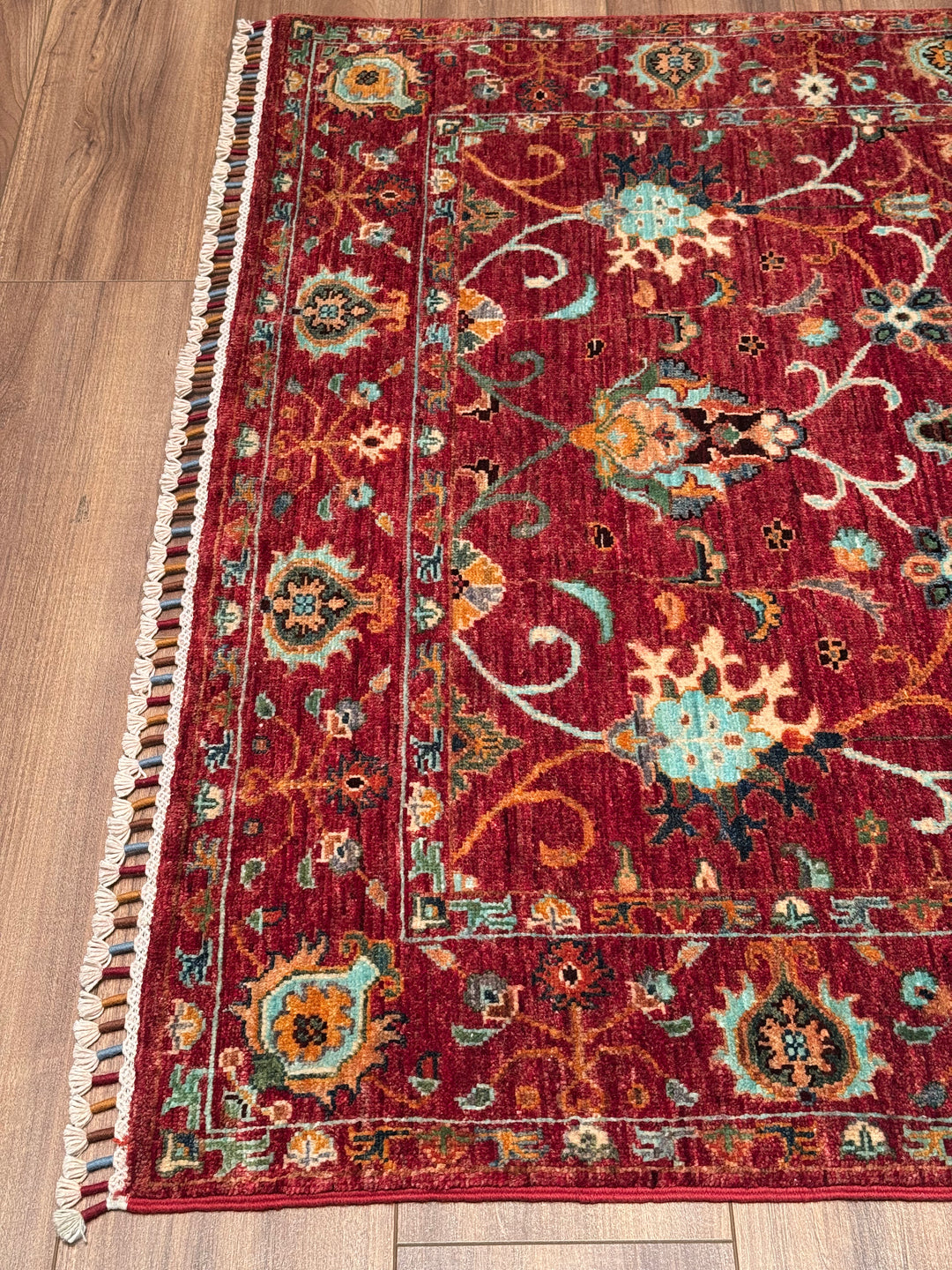 Sultani Binbirgece Orijinal El Dokuması Kırmızı Kök Boya Yün Halı 125x186 2.33 Metrekare - 4x6 ft