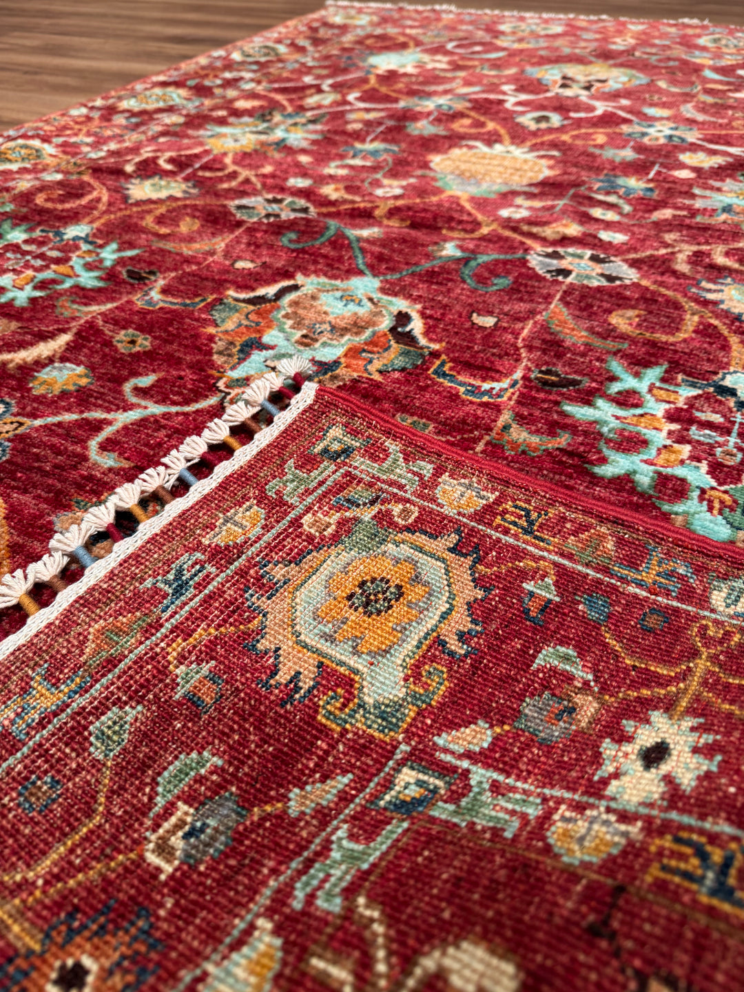 Sultani Binbirgece Orijinal El Dokuması Kırmızı Kök Boya Yün Halı 125x186 2.33 Metrekare - 4x6 ft