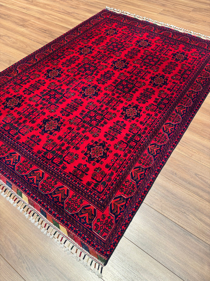 Afgan Halısı Hamyap Orijinal El Dokuması Kök Boya Yün 148x202 2.99 Metrekare - 5x6 ft