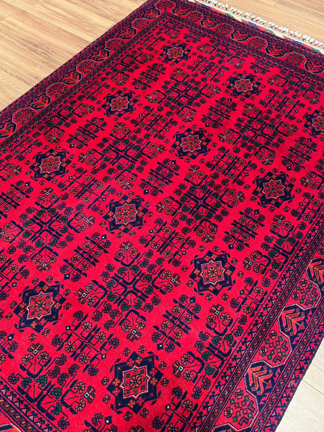 Afgan Halısı Hamyap Orijinal El Dokuması Kök Boya Yün 148x202 2.99 Metrekare - 5x6 ft