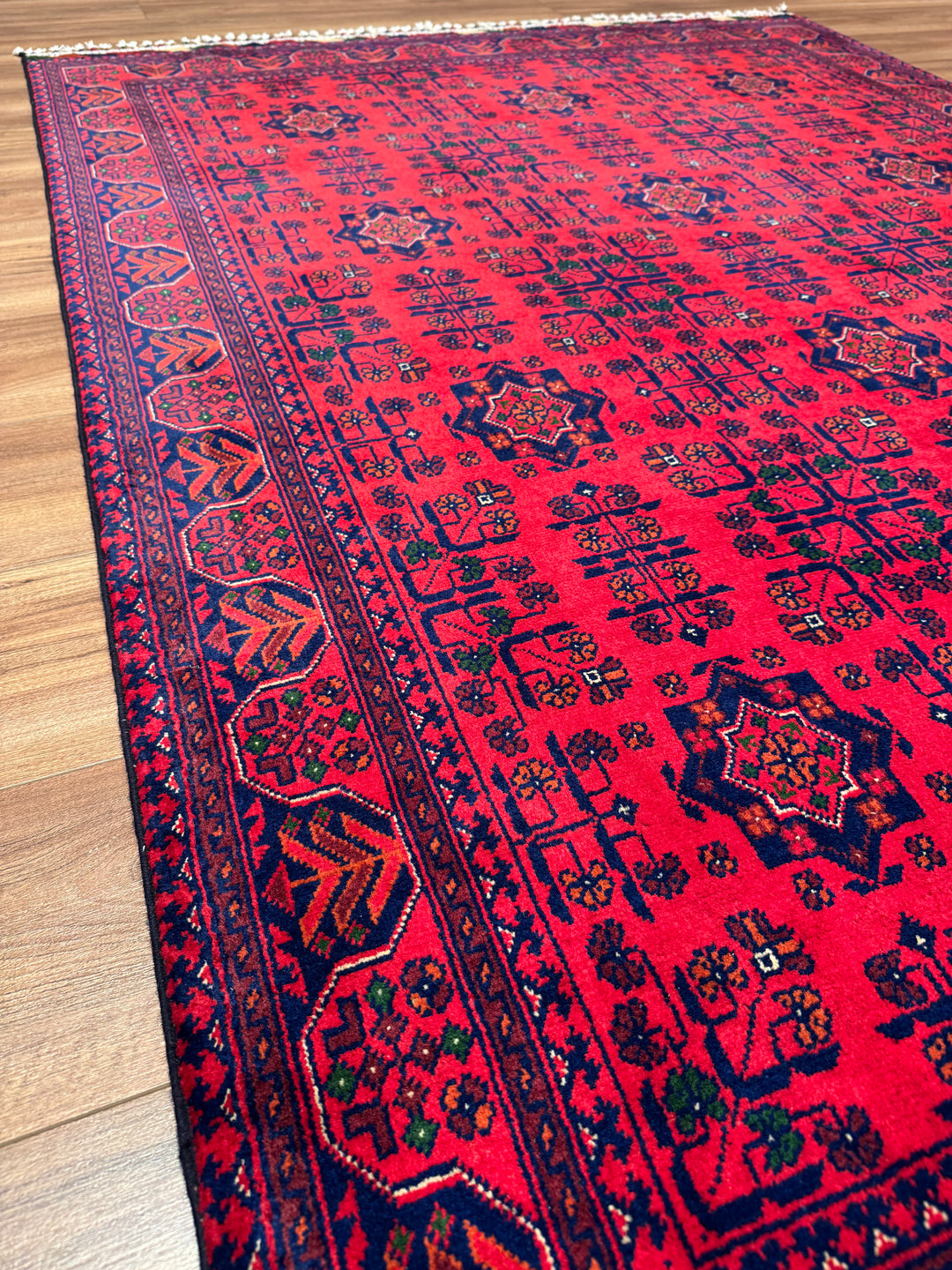 Afgan Halısı Hamyap Orijinal El Dokuması Kök Boya Yün 148x202 2.99 Metrekare - 5x6 ft