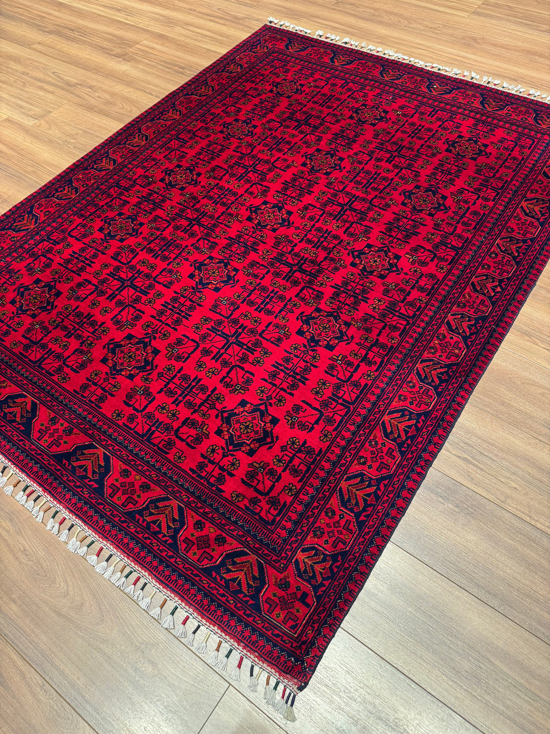 Afghan Rug Hamyap Original Handwoven Root Dyed Wool 147x197 2.90 Square Meters - 5x6 ft 