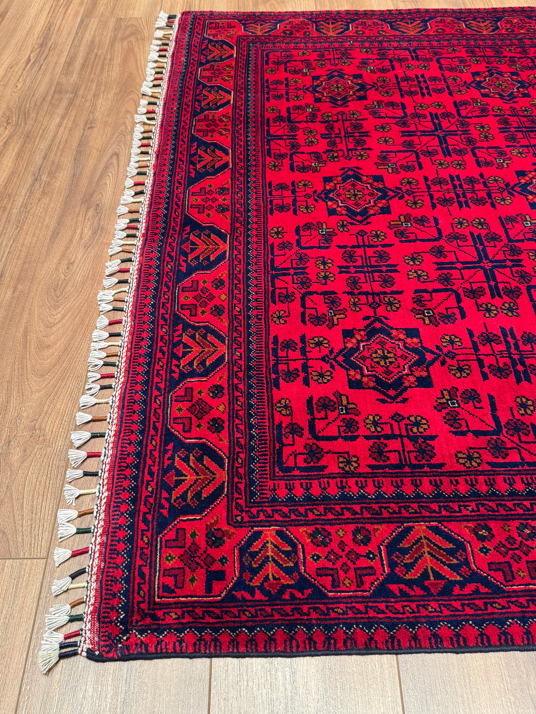 Afghan Rug Hamyap Original Handwoven Root Dyed Wool 147x197 2.90 Square Meters - 5x6 ft 
