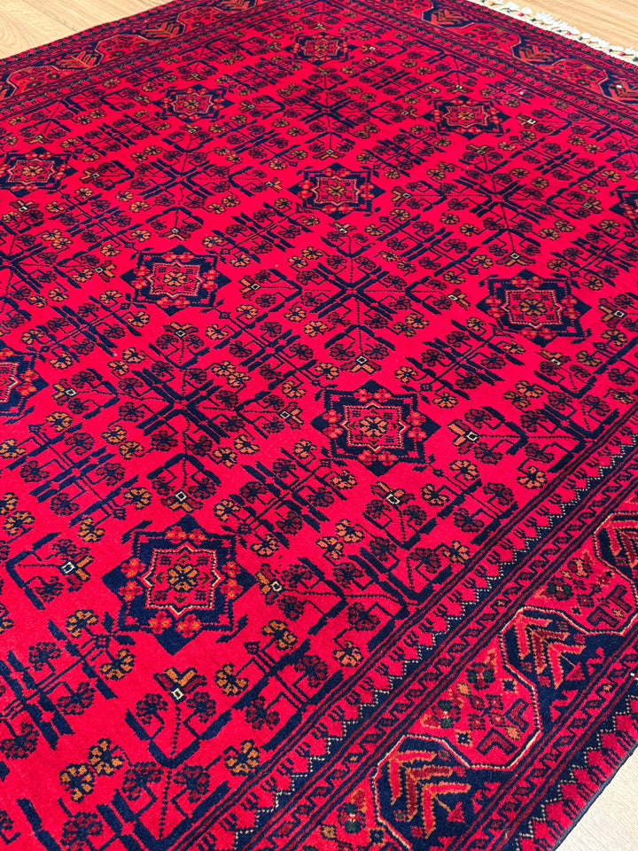 Afghan Rug Hamyap Original Handwoven Root Dyed Wool 147x197 2.90 Square Meters - 5x6 ft 