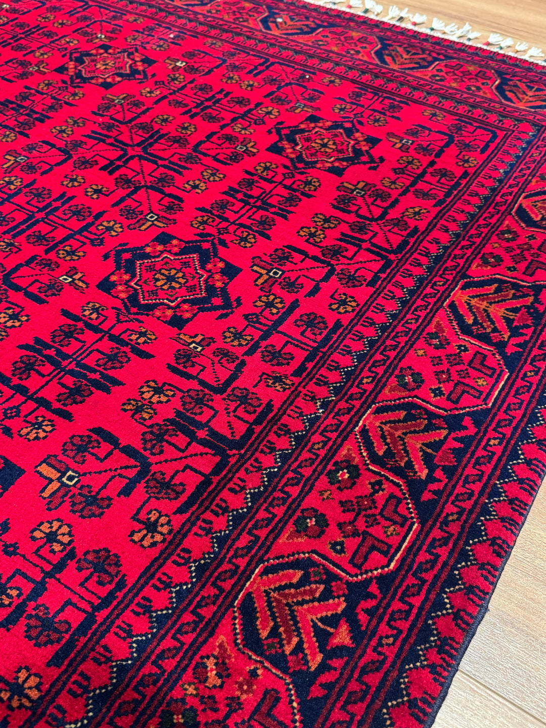 Afghan Rug Hamyap Original Handwoven Root Dyed Wool 147x197 2.90 Square Meters - 5x6 ft 