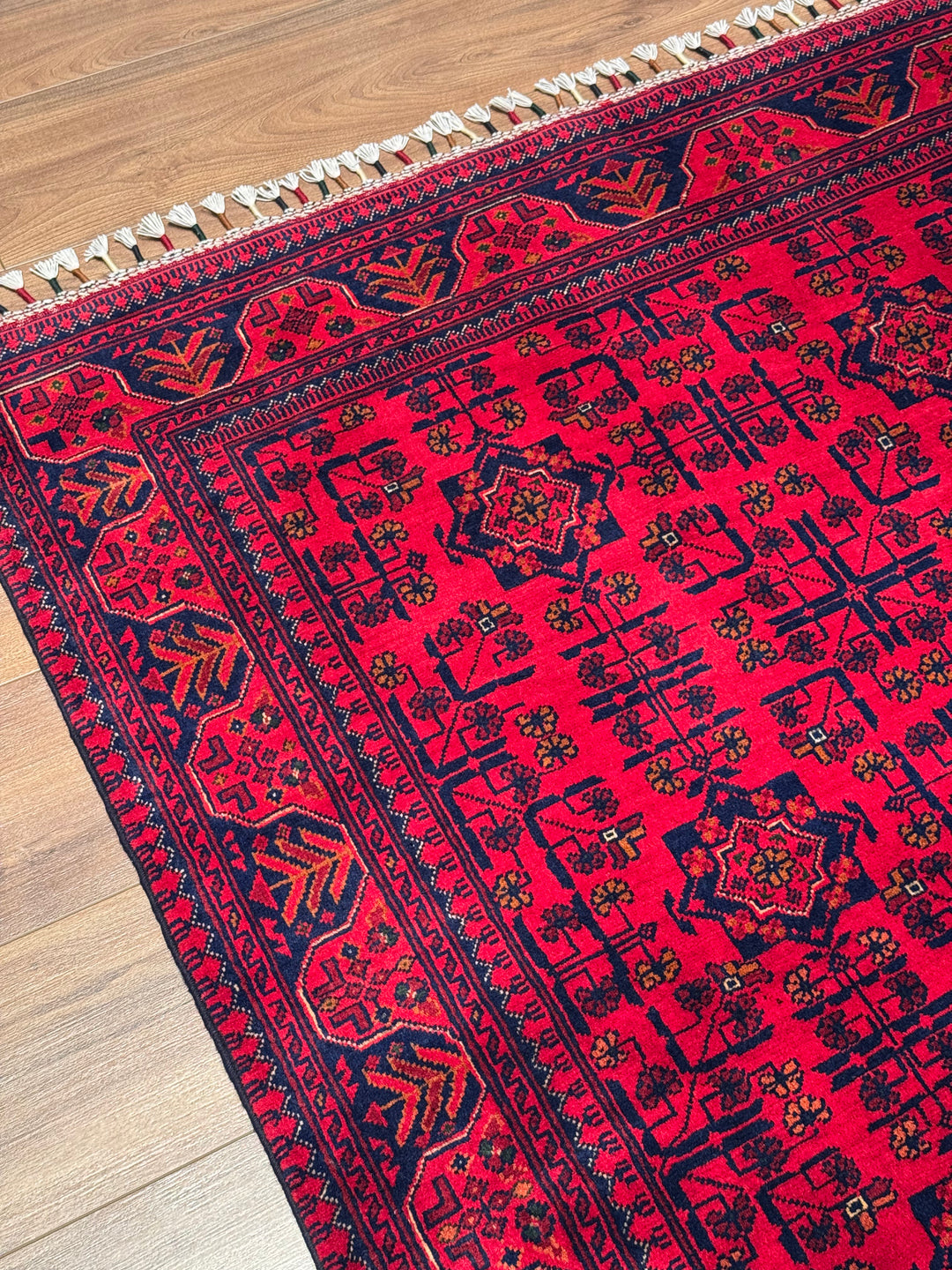 Afghan Rug Hamyap Original Handwoven Root Dyed Wool 147x197 2.90 Square Meters - 5x6 ft 