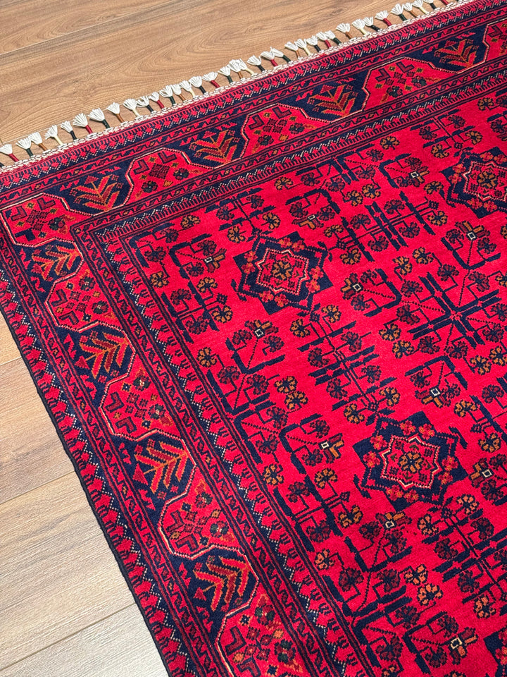 Afghan Rug Hamyap Original Handwoven Root Dyed Wool 147x197 2.90 Square Meters - 5x6 ft 