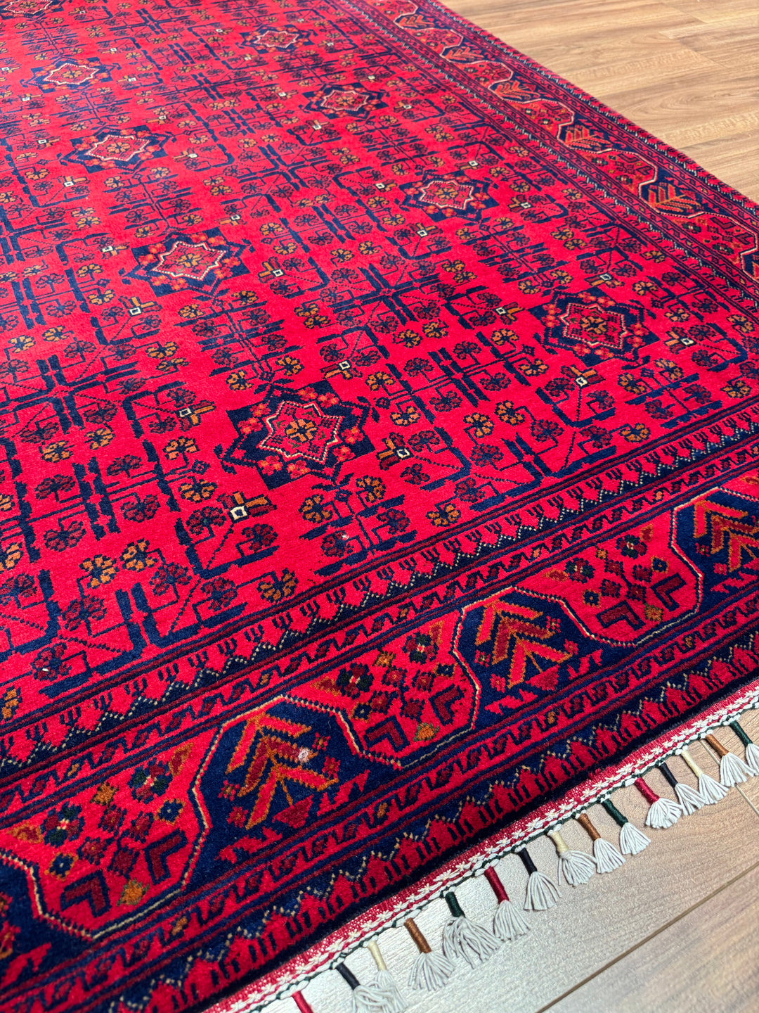 Afghan Rug Hamyap Original Handwoven Root Dyed Wool 147x197 2.90 Square Meters - 5x6 ft 