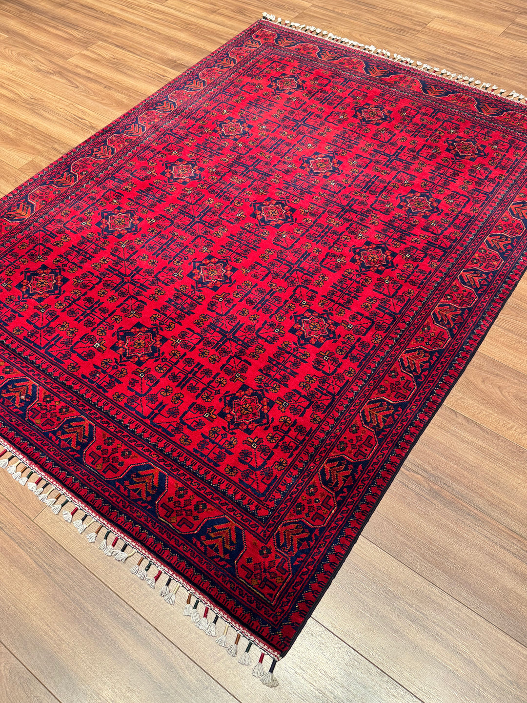 Afghan Rug Hamyap Original Handwoven Root Dyed Wool 147x197 2.90 Square Meters - 5x6 ft 