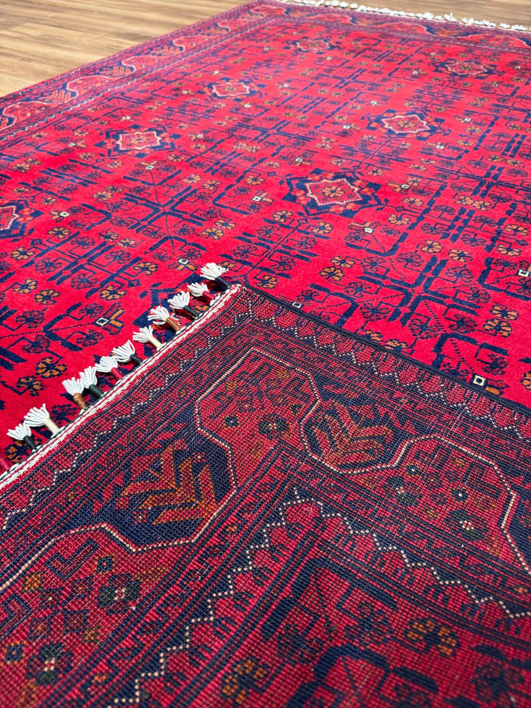 Afghan Rug Hamyap Original Handwoven Root Dyed Wool 147x197 2.90 Square Meters - 5x6 ft 