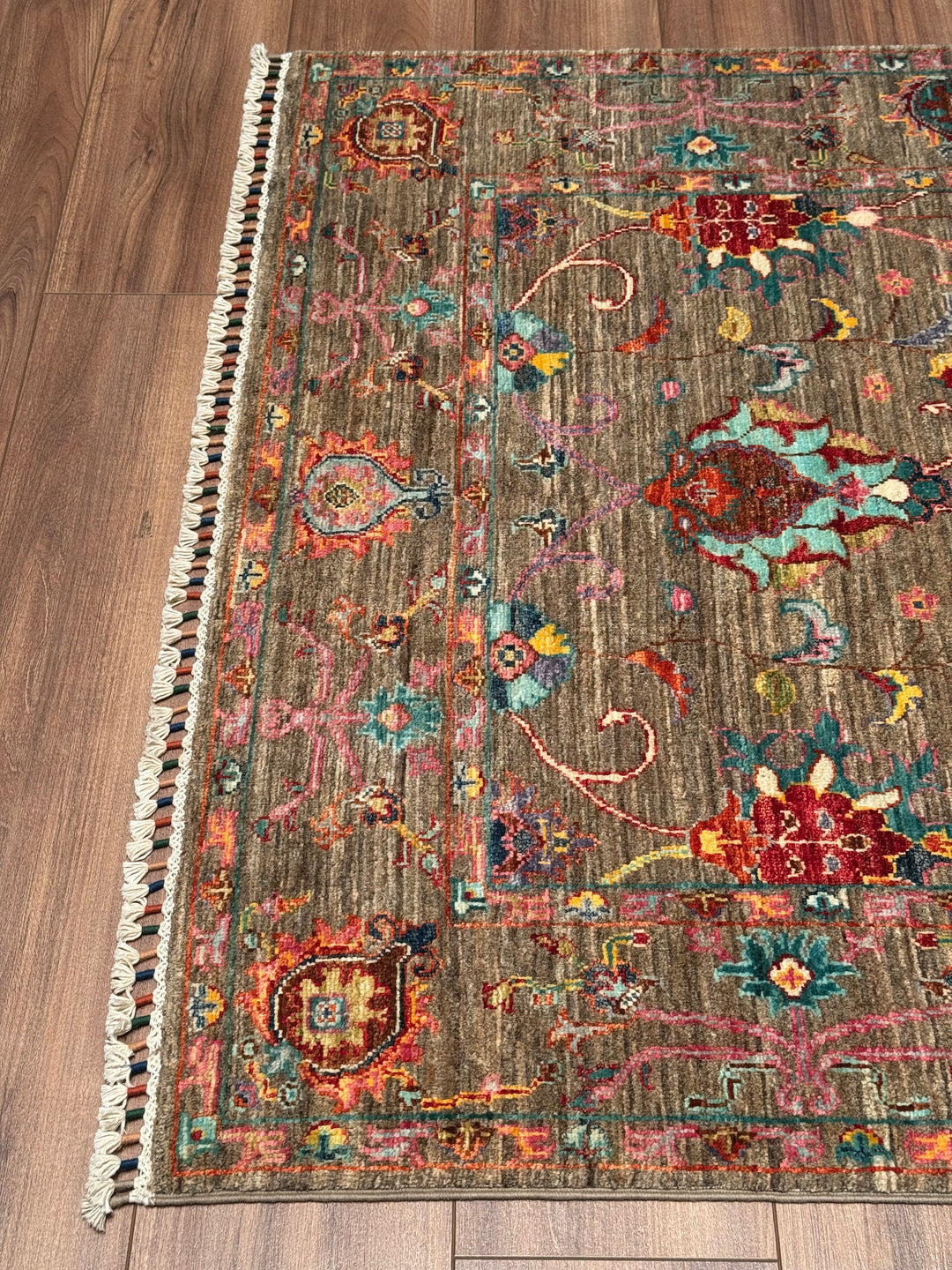 Sultani One Thousand and One Nights Original Handwoven Beige Root Dye Wool Rug 119x179 cm (2.13 square meters) - 4x6 ft 