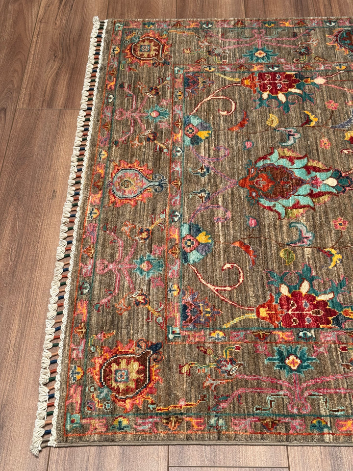 Sultani One Thousand and One Nights Original Handwoven Beige Root Dye Wool Rug 119x179 cm (2.13 square meters) - 4x6 ft 