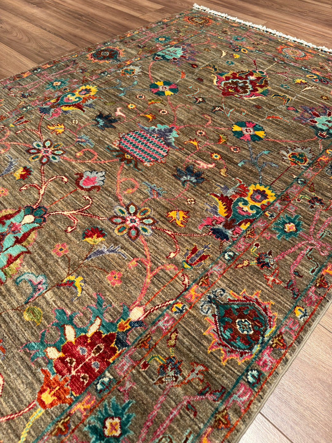 Sultani One Thousand and One Nights Original Handwoven Beige Root Dye Wool Rug 119x179 cm (2.13 square meters) - 4x6 ft 