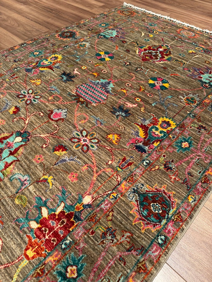 Sultani One Thousand and One Nights Original Handwoven Beige Root Dye Wool Rug 119x179 cm (2.13 square meters) - 4x6 ft 