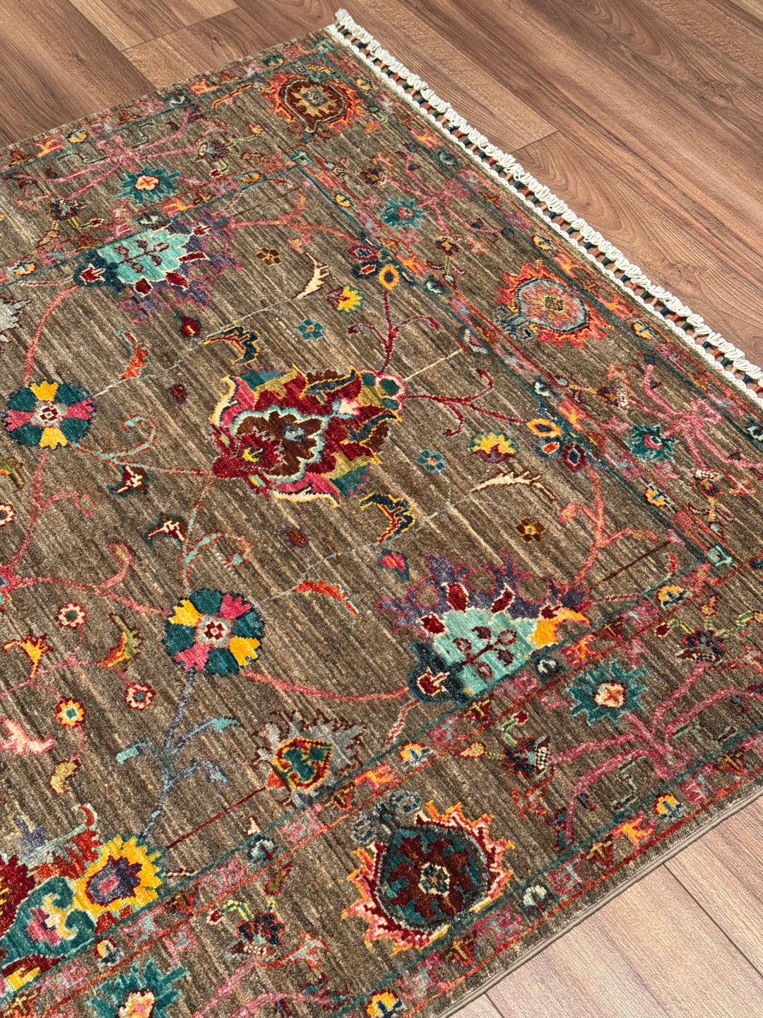 Sultani One Thousand and One Nights Original Handwoven Beige Root Dye Wool Rug 119x179 cm (2.13 square meters) - 4x6 ft 