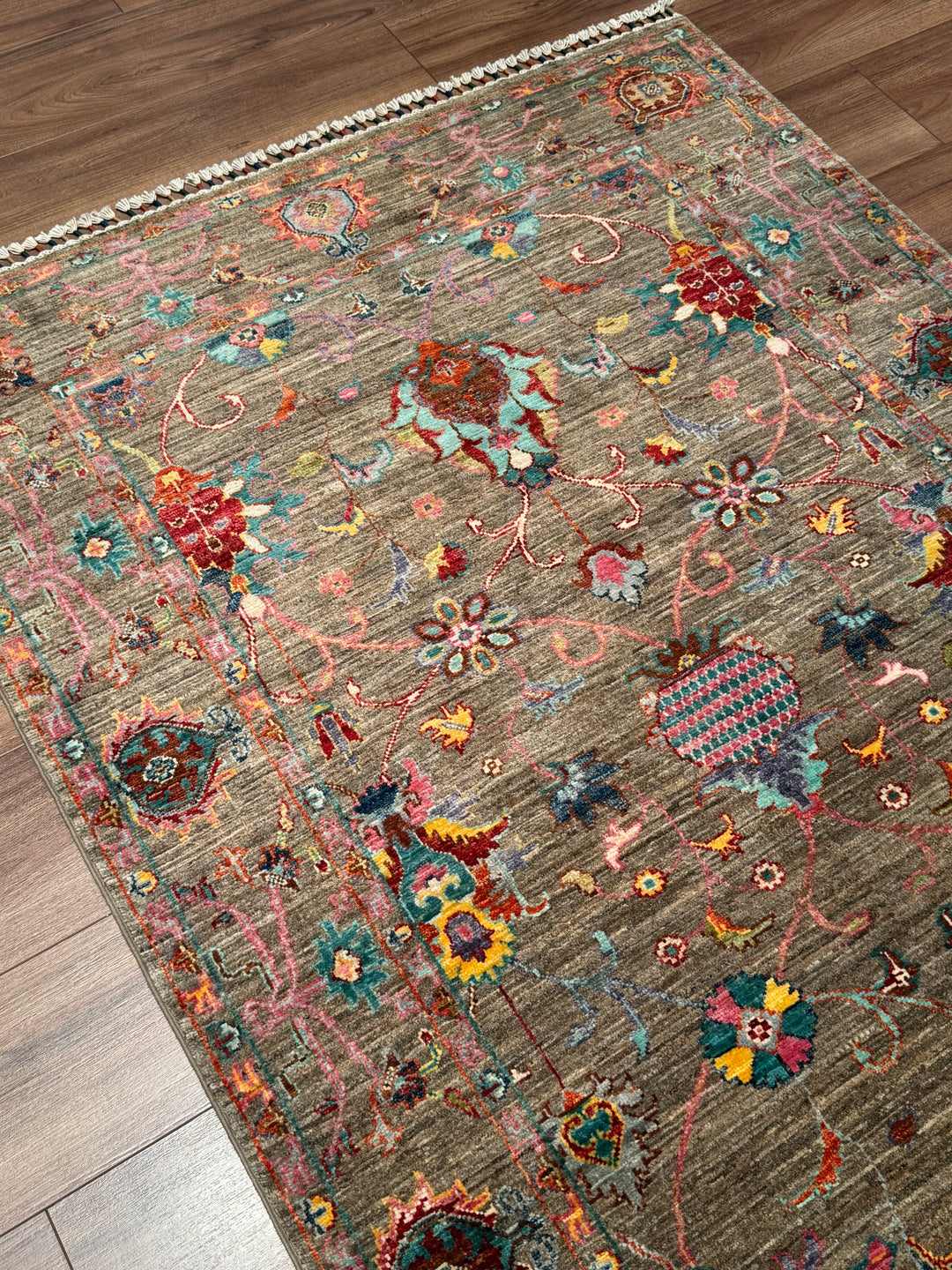 Sultani One Thousand and One Nights Original Handwoven Beige Root Dye Wool Rug 119x179 cm (2.13 square meters) - 4x6 ft 