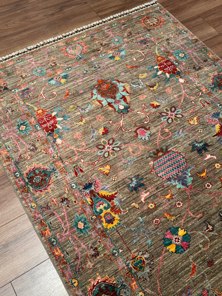 Sultani One Thousand and One Nights Original Handwoven Beige Root Dye Wool Rug 119x179 cm (2.13 square meters) - 4x6 ft 