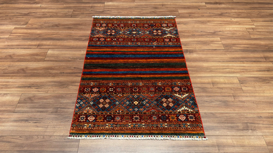 Khorjin Orjinal El Dokuması Multi Kök Boya Yün Halı 102x154 1.57 Metrekare - 3x5 ft