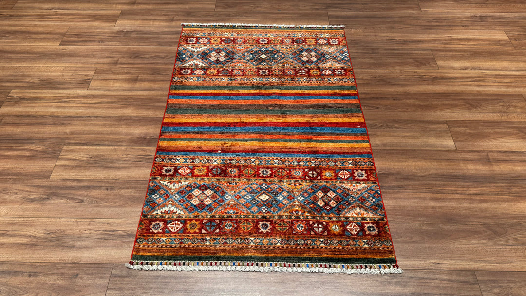 Khorjin Orjinal El Dokuması Multi Kök Boya Yün Halı 102x154 1.57 Metrekare - 3x5 ft