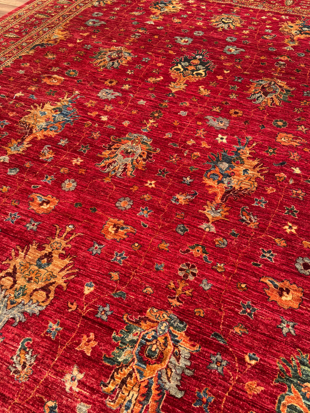 Sultani One Thousand and One Nights Original Handwoven Red Root Dye Wool Rug 273x356 cm (9.72 square meters) - 9x12 ft 