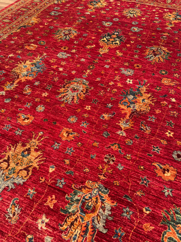Sultani One Thousand and One Nights Original Handwoven Red Root Dye Wool Rug 273x356 cm (9.72 square meters) - 9x12 ft 