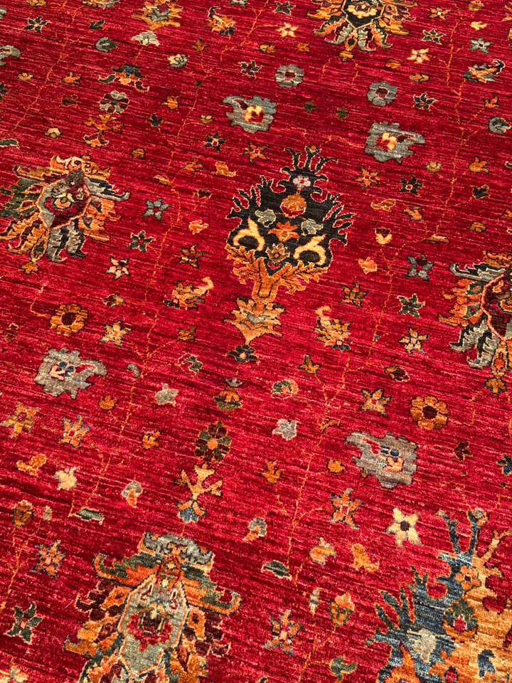 Sultani One Thousand and One Nights Original Handwoven Red Root Dye Wool Rug 273x356 cm (9.72 square meters) - 9x12 ft 