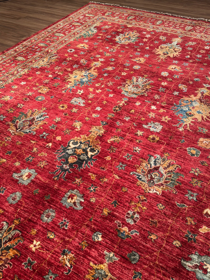 Sultani One Thousand and One Nights Original Handwoven Red Root Dye Wool Rug 273x356 cm (9.72 square meters) - 9x12 ft 