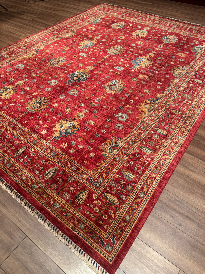 Sultani One Thousand and One Nights Original Handwoven Red Root Dye Wool Rug 273x356 cm (9.72 square meters) - 9x12 ft 