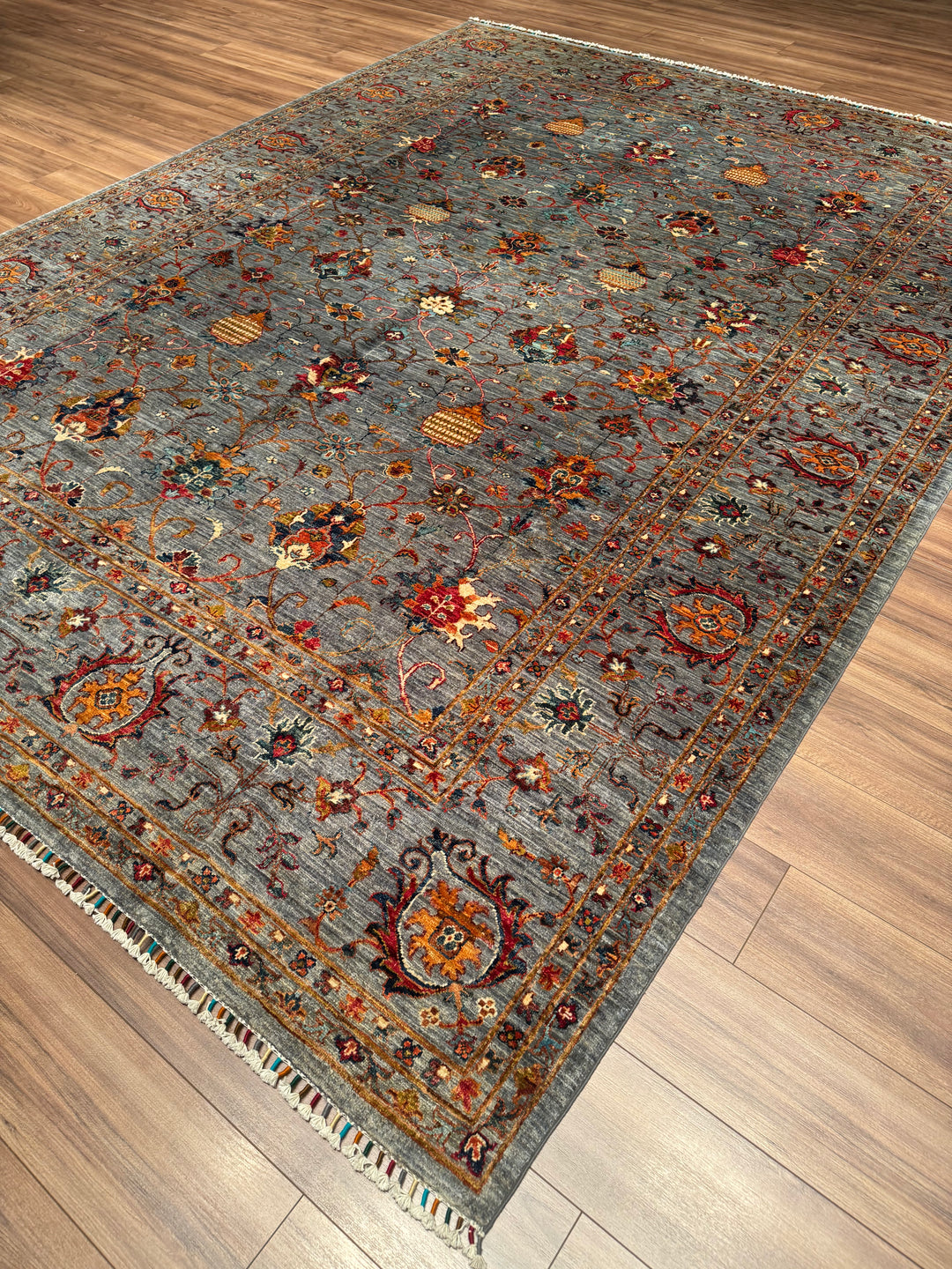 Sultani One Thousand and One Nights Original Handwoven Grey Root Dye Wool Rug 270x359 cm (9.69 square meters) - 9x12 ft 