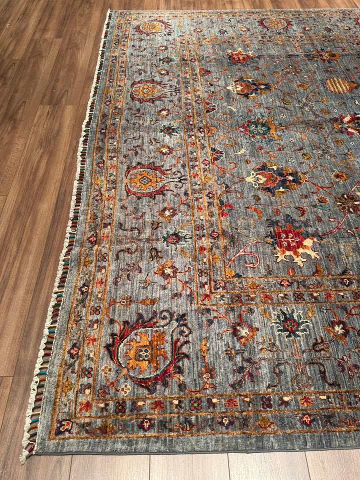 Sultani One Thousand and One Nights Original Handwoven Grey Root Dye Wool Rug 270x359 cm (9.69 square meters) - 9x12 ft 