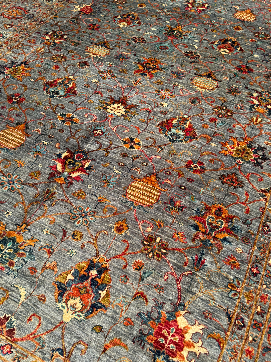 Sultani One Thousand and One Nights Original Handwoven Grey Root Dye Wool Rug 270x359 cm (9.69 square meters) - 9x12 ft 