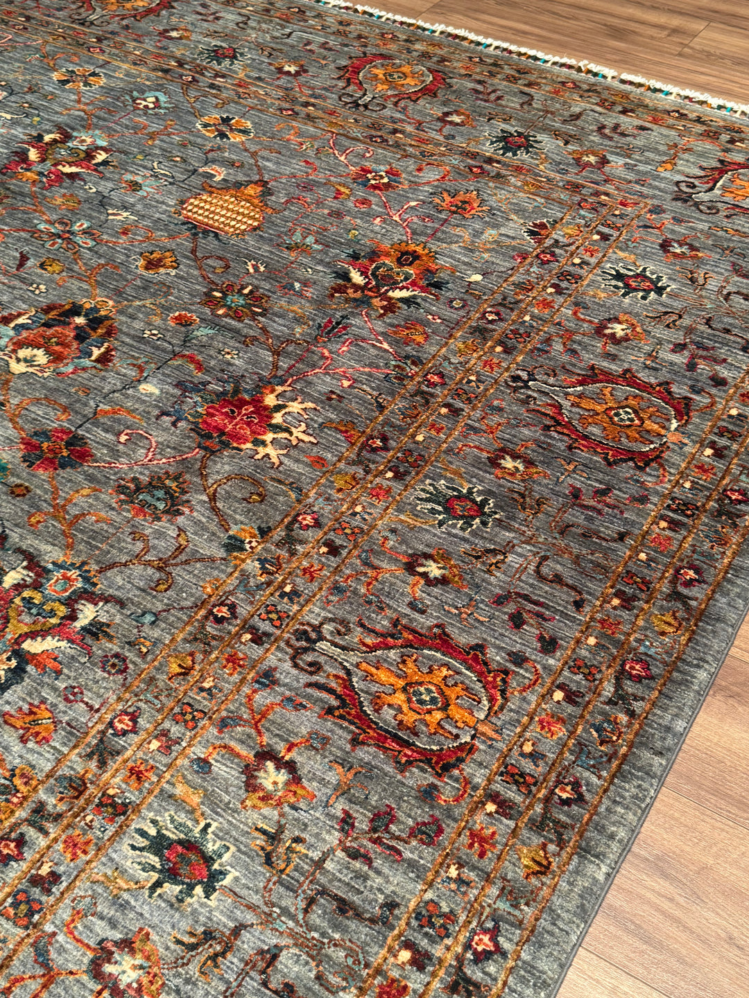 Sultani One Thousand and One Nights Original Handwoven Grey Root Dye Wool Rug 270x359 cm (9.69 square meters) - 9x12 ft 