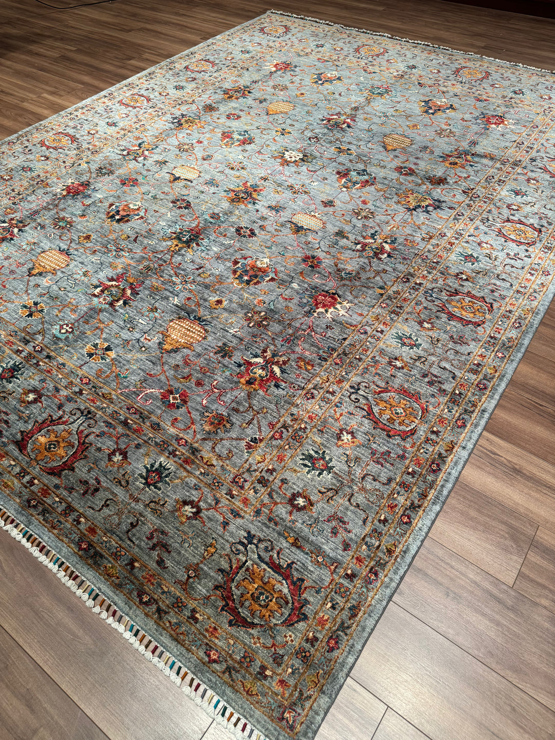 Sultani One Thousand and One Nights Original Handwoven Grey Root Dye Wool Rug 270x359 cm (9.69 square meters) - 9x12 ft 