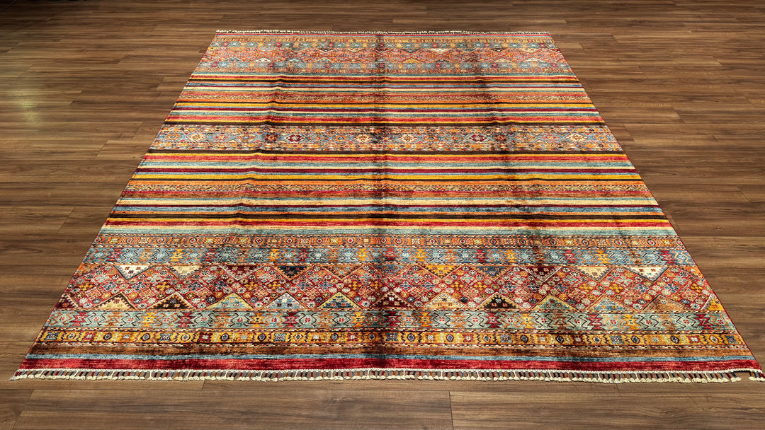 Khorjin Original Hand Woven Multi Root Dyed Wool Carpet 254x296 7.52 Square Meters - 7x10 ft 