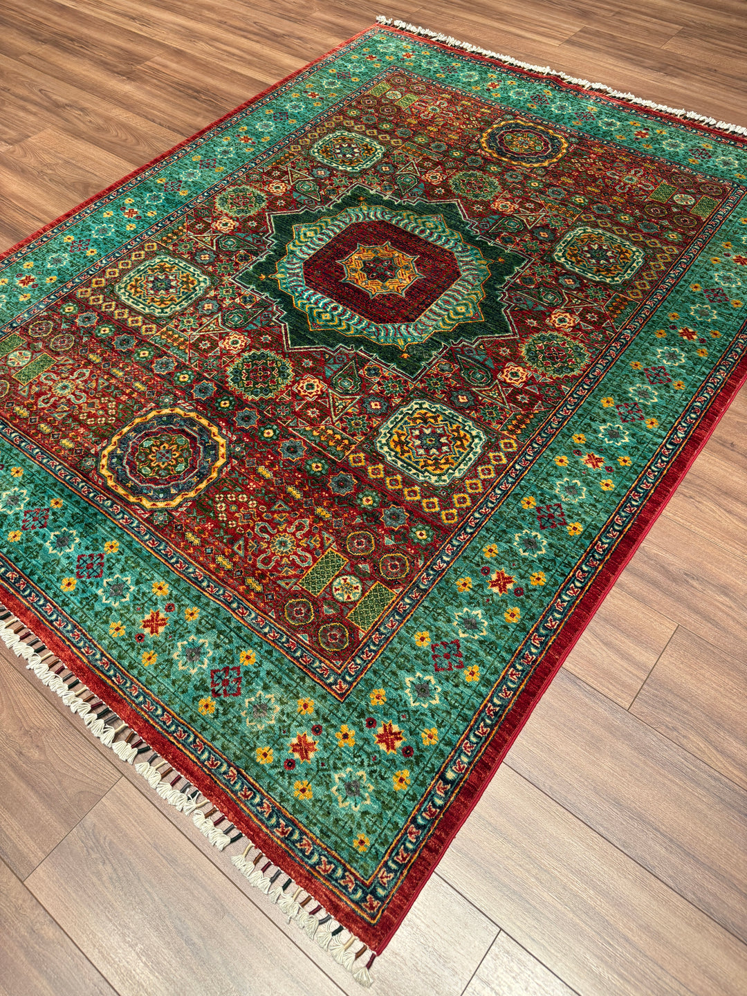 Memlük Orijinal El Dokuması Multi Kök Boya Yün Halı 172x223 3.84 Metrekare - 5x8 ft